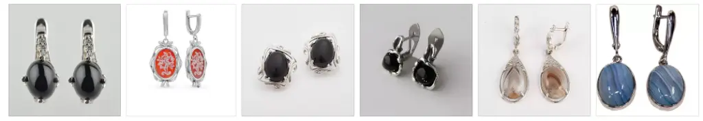 Серьги с агатом в серебре