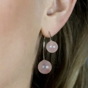 Серьги с розовым кварцем