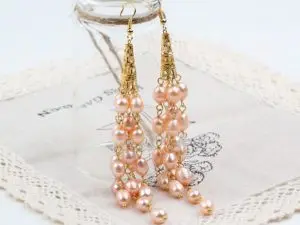 Серьги с розовым жемчугом