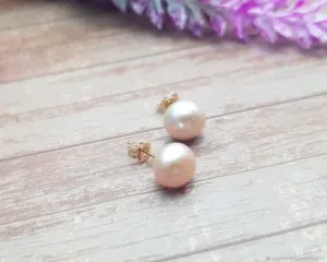 Серьги с розовым жемчугом
