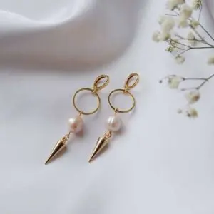 Серьги с розовым жемчугом
