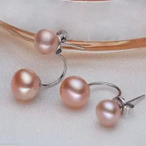 Серьги с розовым жемчугом