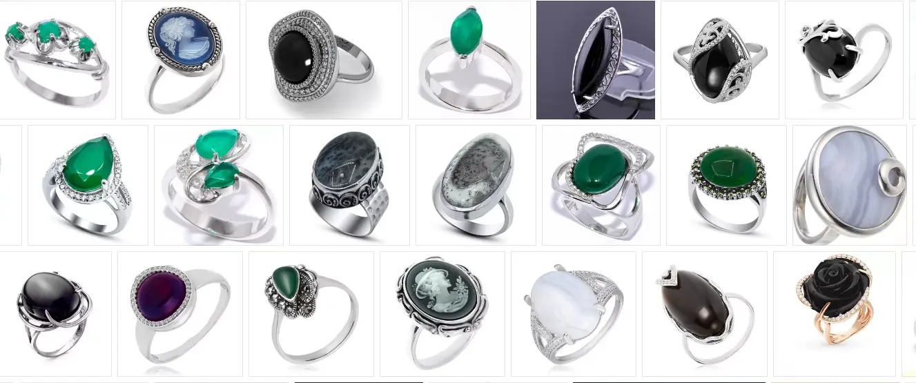 Серебряные кольца с агатом