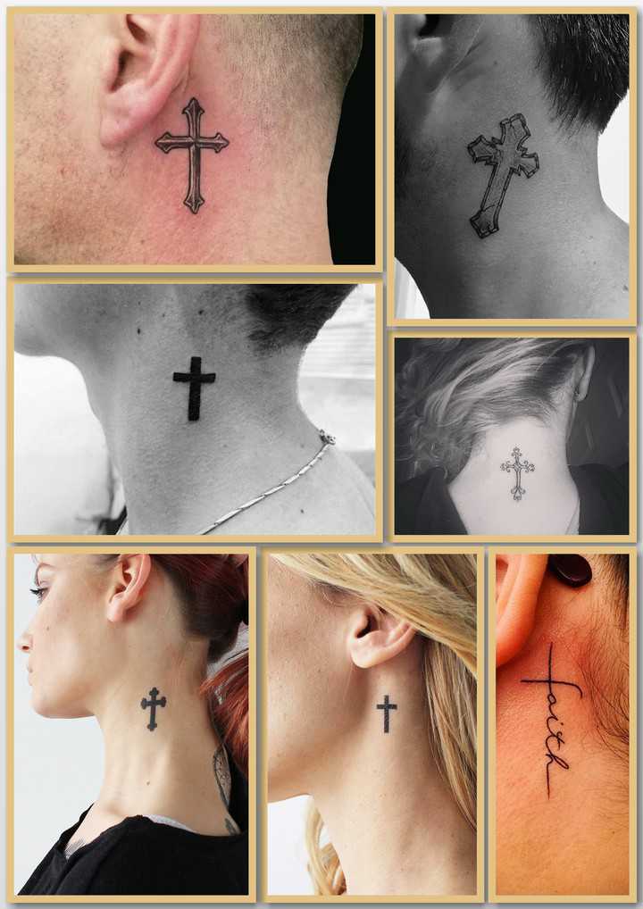 목에 십자가 문신은 현대적인 모습을 위한 완벽한 아이디어입니다.