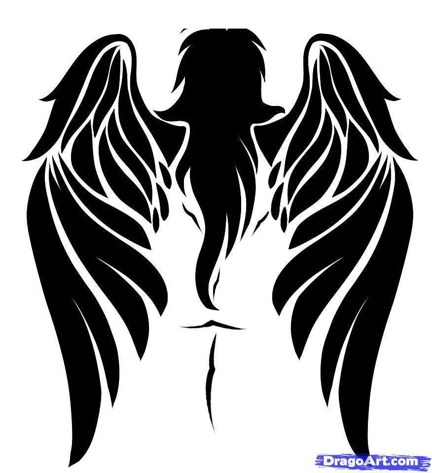 Силуэт девушки с крыльями ангела