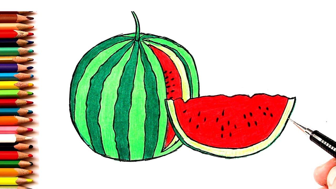 Conas watermelon a tharraingt le peann luaidhe céim ar chéim