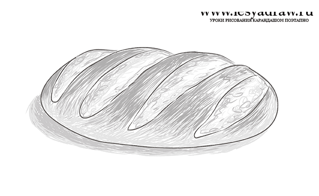 Как нарисовать батон хлеба