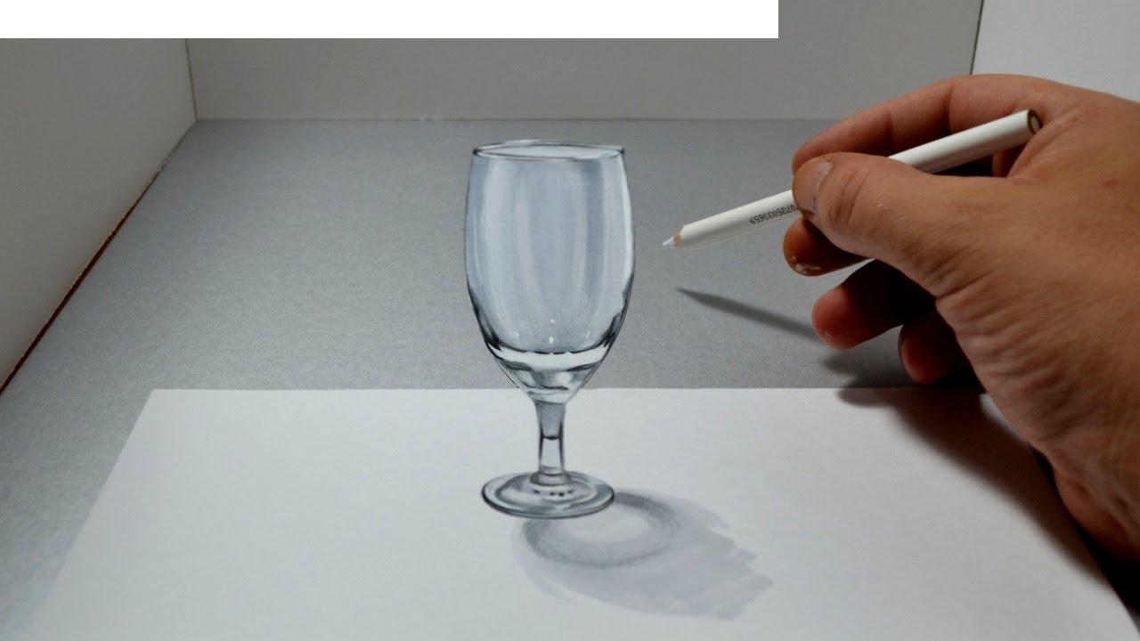Si të vizatoni një gotë 3D në letër