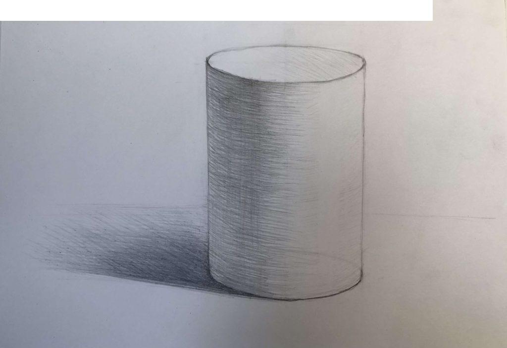 วิธีการวาดทรงกระบอกด้วยดินสอทีละขั้นตอน