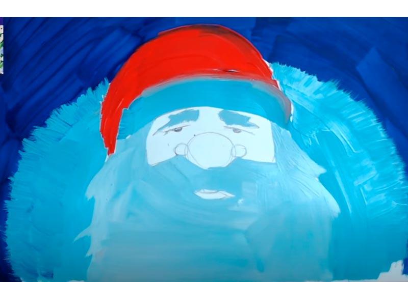 Как нарисовать Деда Мороза гуашью красками