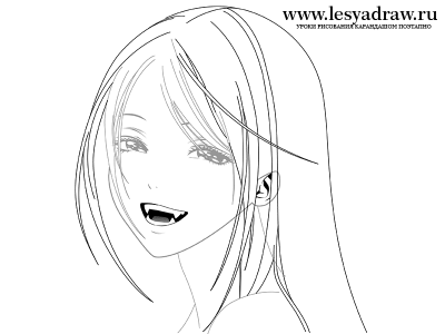 Как нарисовать девушку вампира в стиле аниме