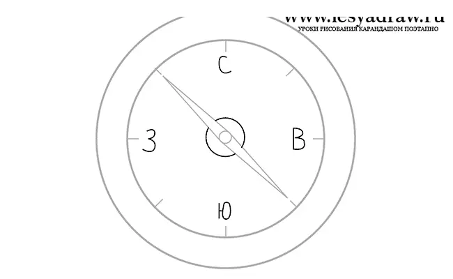 Как нарисовать компас карандашом поэтапно
