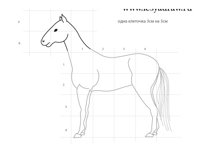 Как нарисовать лошадь карандашом по квадратам