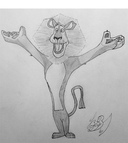Как да нарисувате лъва Алекс от Мадагаскар