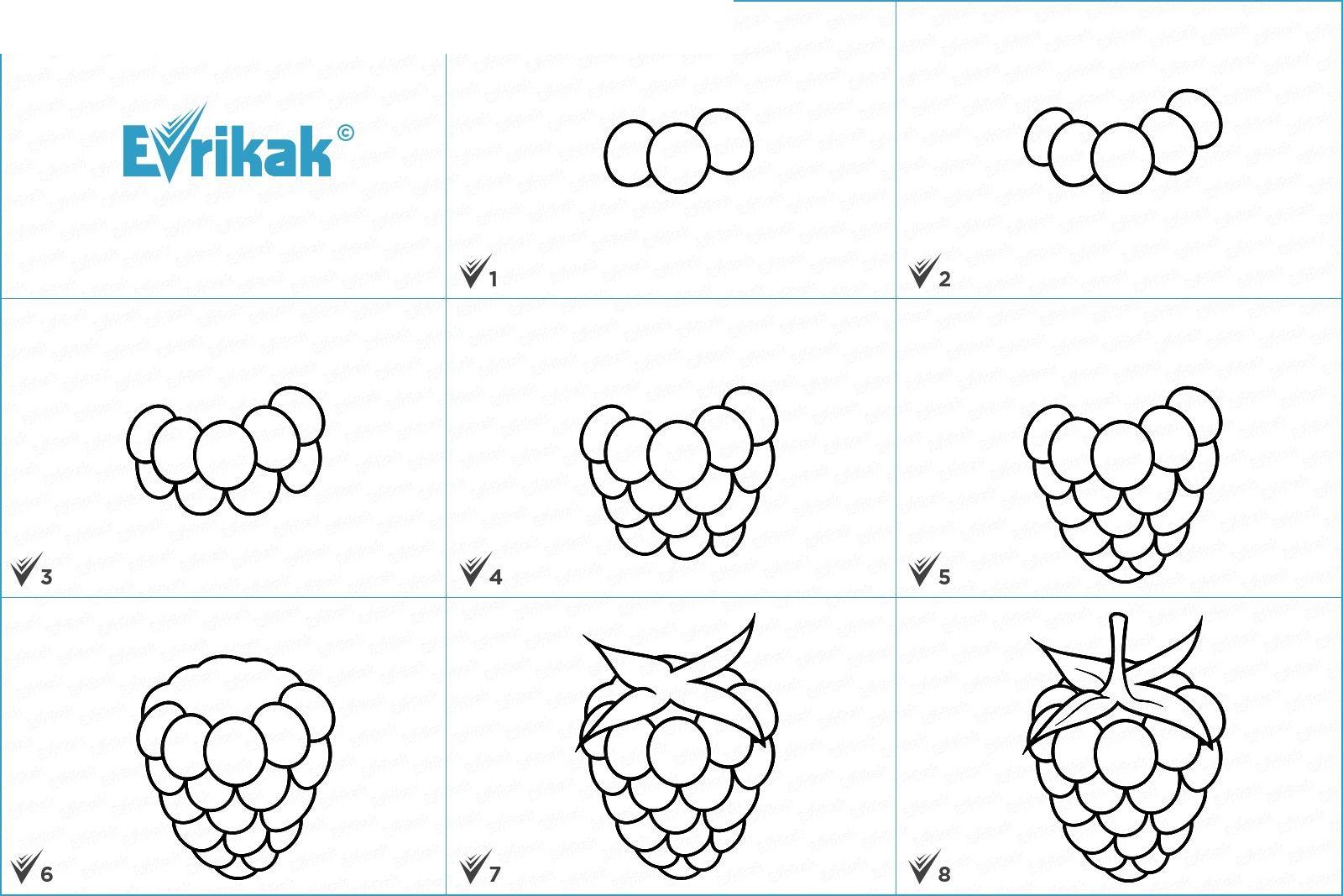 Како да нацртате малина со молив чекор по чекор