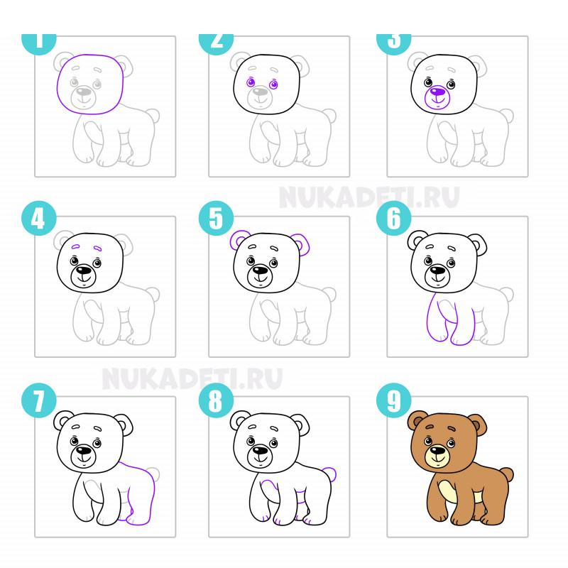 Како да нацртате мечка за деца
