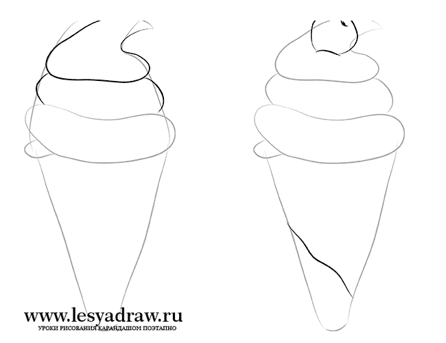 Como dibujar un helado con un lápiz etapa por etapa.