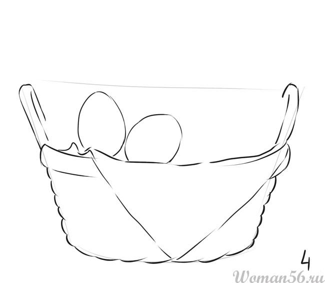 Как нарисовать пасхальные яйца в корзине