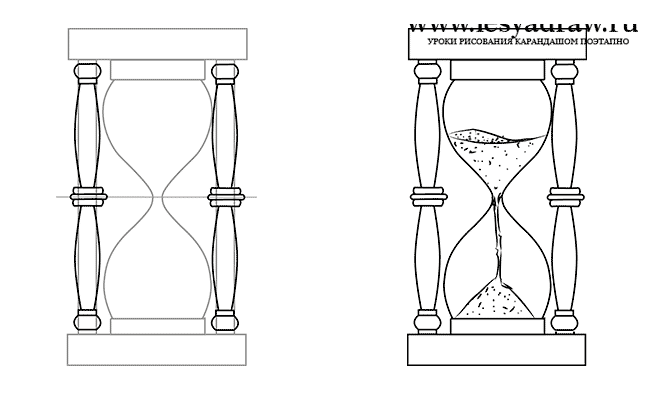 Как нарисовать песочные часы