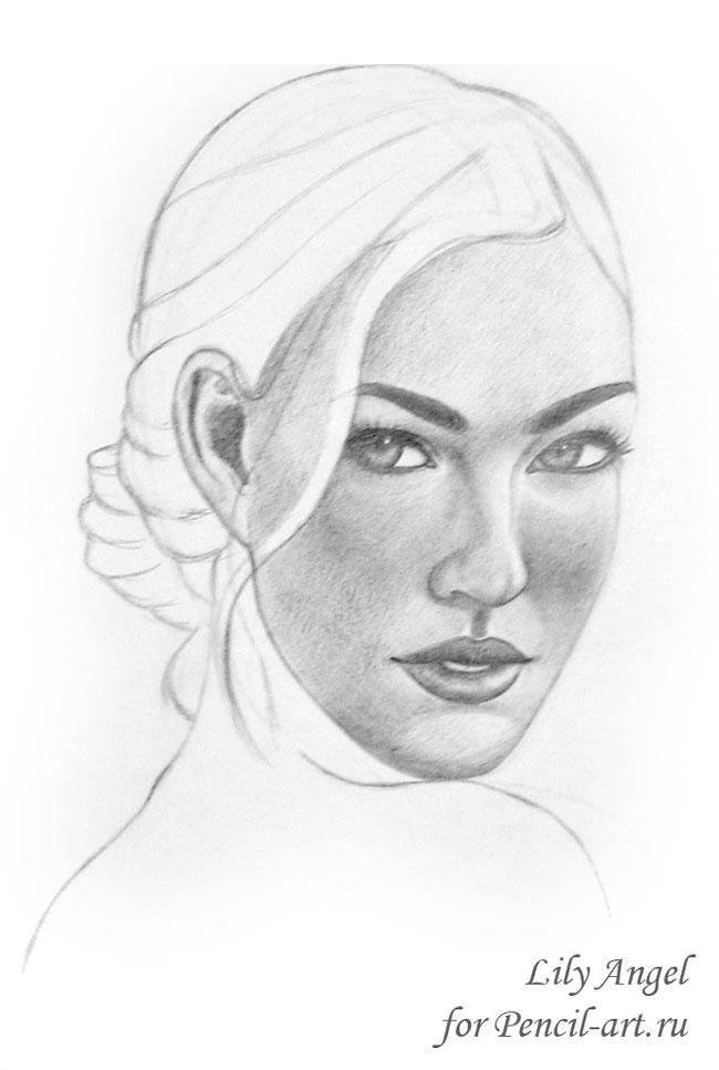 Как нарисовать портрет Меган Фокс