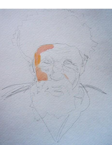 Как нарисовать портрет старика акварелью
