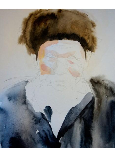 Как нарисовать портрет старика акварелью