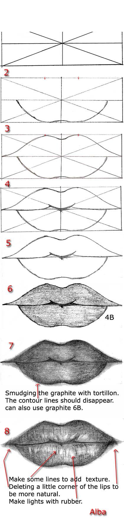 Как рисовать губы карандашом поэтапно для начинающих