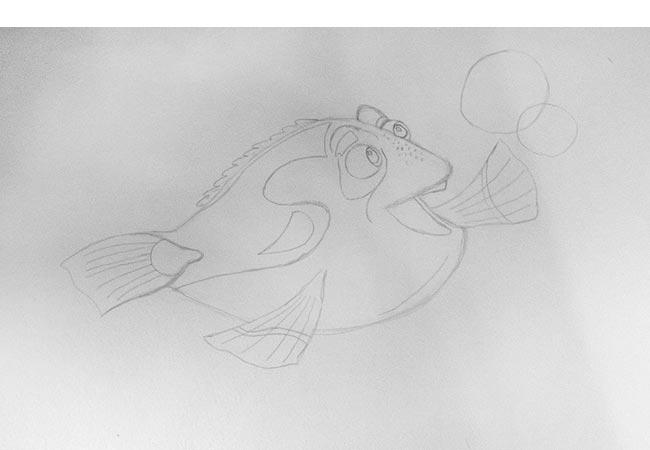 Как нарисовать рыбку Дори из мультика