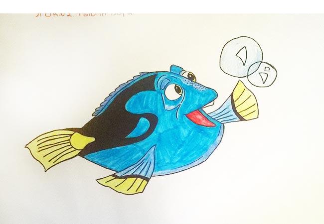 Как нарисовать рыбку Дори из мультика