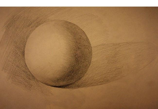 Как нарисовать шар с тенью карандашом