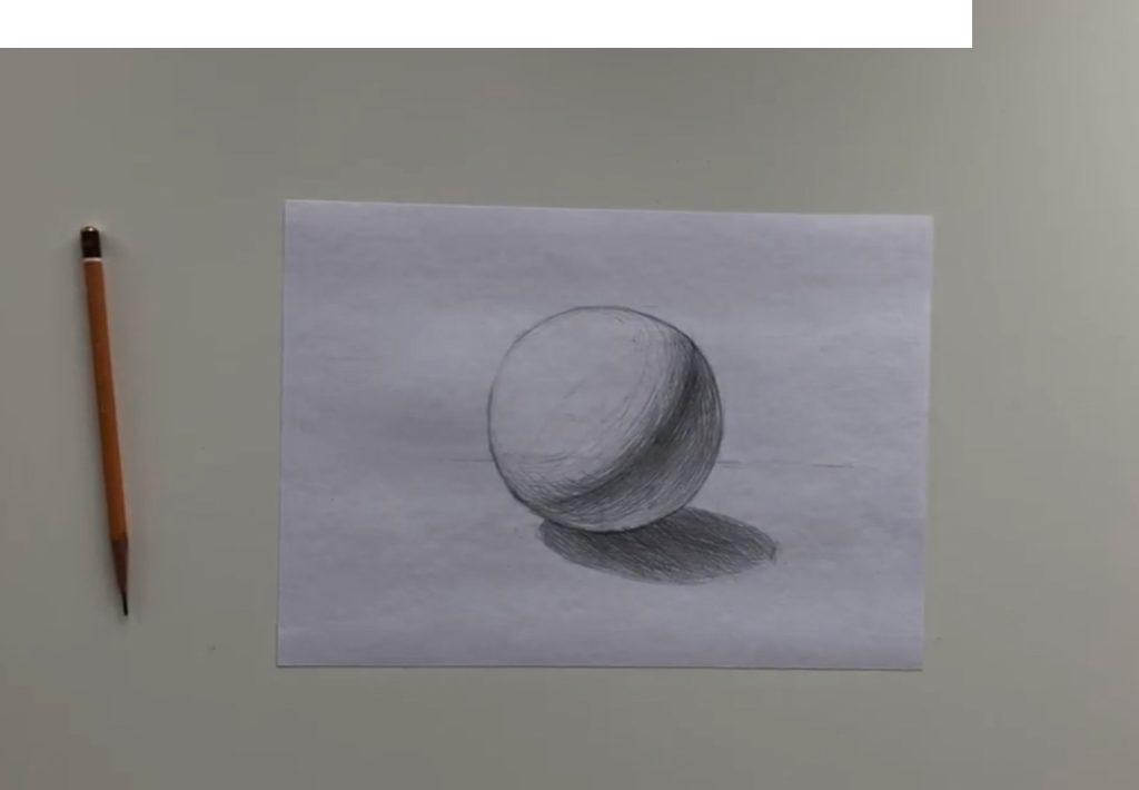 Cara menggambar bola dengan bayangan dengan pensil