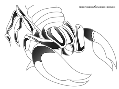 Как нарисовать скорпиона в стиле тату