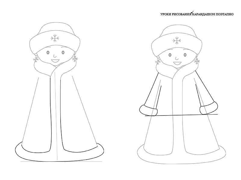 Cara menggambar Snow Maiden mudah untuk anak-anak