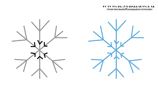 Как нарисовать карандашом снежинку на бумаге