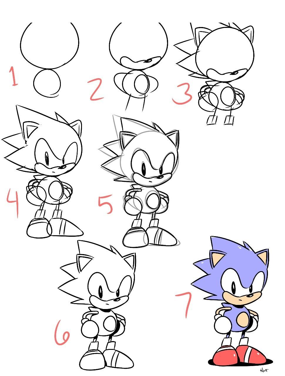 How to draw Sonic with a pencil step by step All about tattoo
