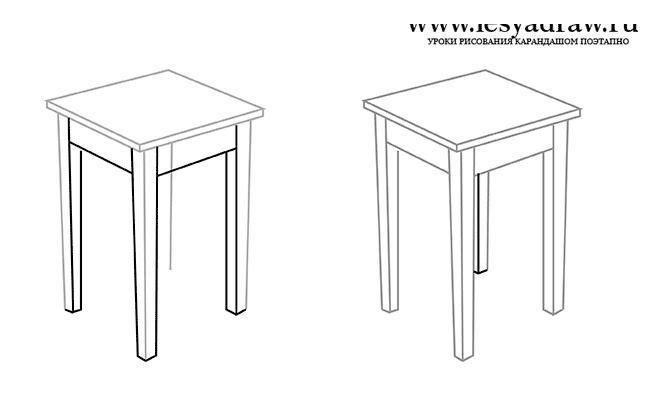 Как поэтапно нарисовать табурет
