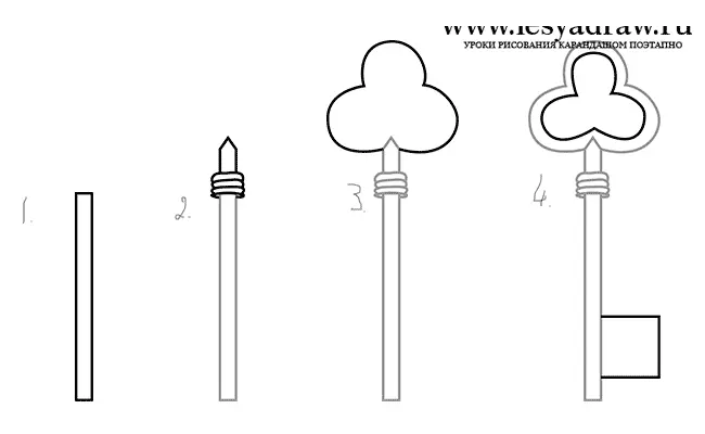 Как нарисовать золотой ключик карандашом поэтапно