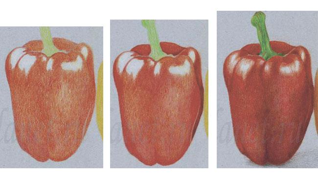 Как рисовать перец цветными карандашами