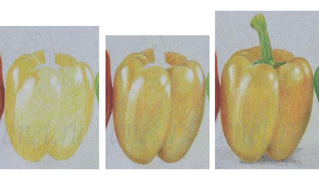 Как рисовать перец цветными карандашами