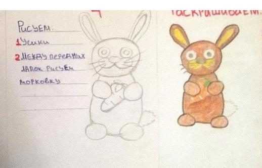 Как рисовать зайца детям
