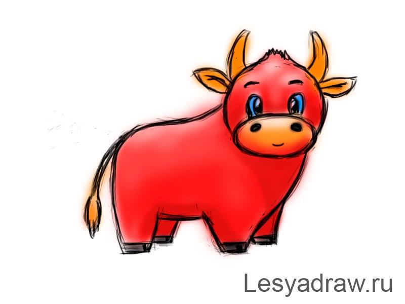 Fotos desenhos de um touro para o Ano Novo 2021 (29 opções)