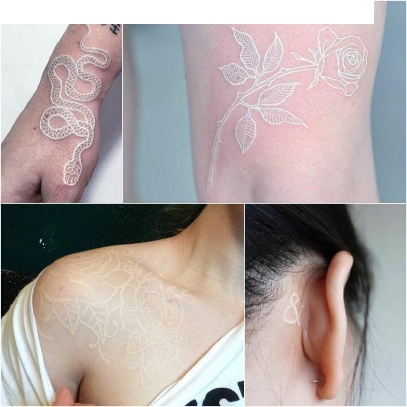 Tattoos ສີຂາວສໍາລັບເດັກຍິງ - Lace ແສງສະຫວ່າງແລະຄວາມອ່ອນໂຍນໃນ tattoo