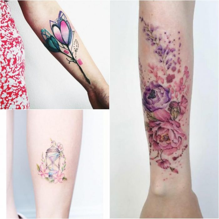 Dievča akvarelové tetovanie - dámske vzory akvarelových tetovaní