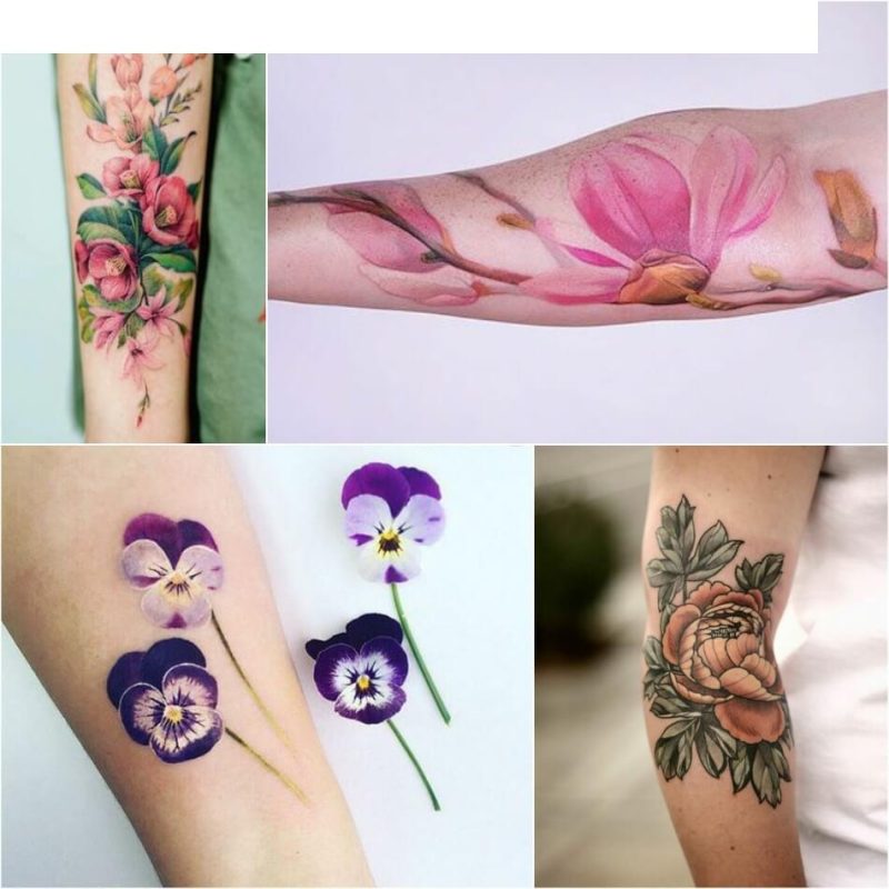 Ziedu tetovējumi meitenēm — dažādi un dinamiski ziedu tetovējumi