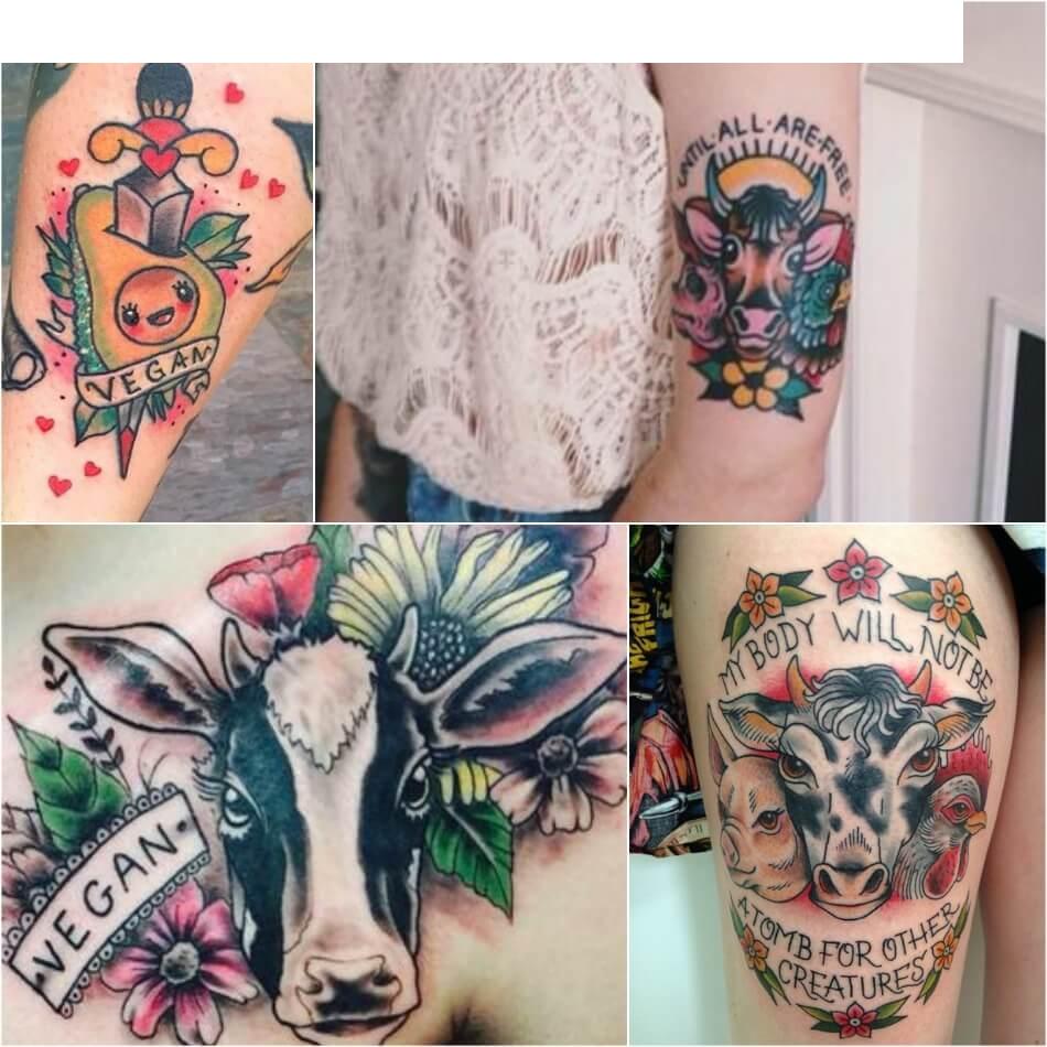 Tatuaxes vexetarianas - Mellores ideas e bosquexos de tatuaxes veganas - Tatuaxe