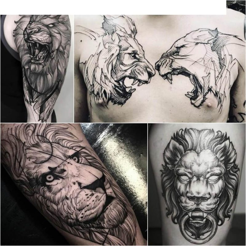 Lion Tattoo - ຄວາມຫມາຍ, ແນວຄວາມຄິດແລະຮູບພາບຂອງ tattoos ຊ້າງ