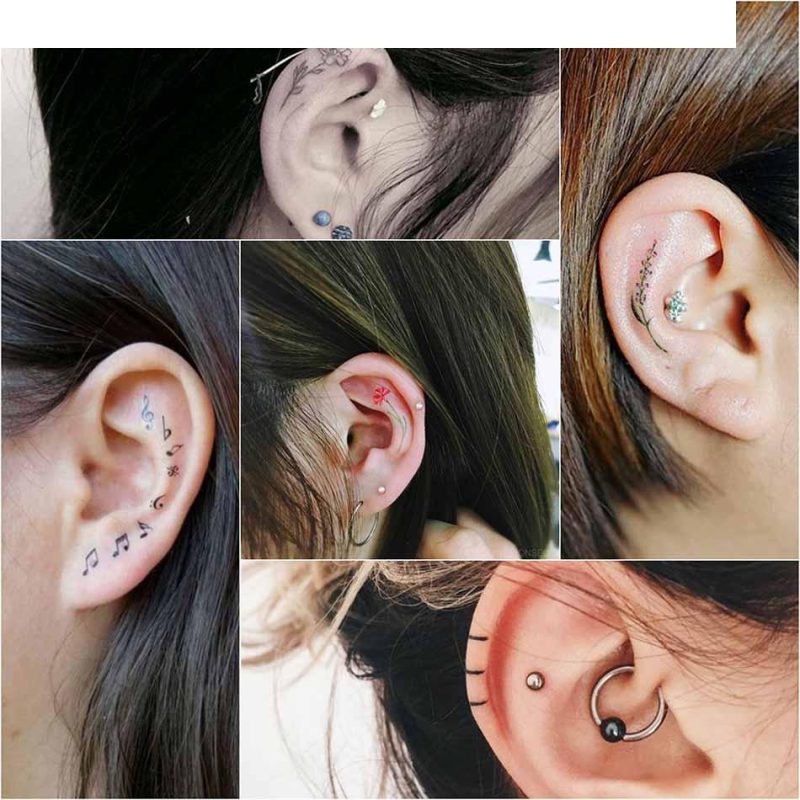 कान टॅटू - असामान्य कान टॅटू कल्पना