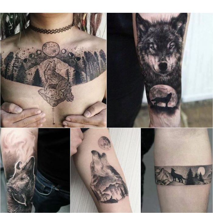 Татуировки с Животными — Волк, Тигр, Медведь, Кот, Лиса, Лев, Слон и др.